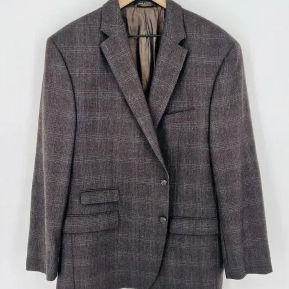Lauren Ralph Lauren Mens Business Blazer Brown Plaid 48R
